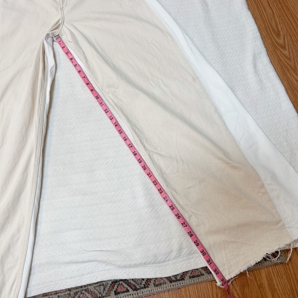 RAG & BONE Two Tone Ultra Wide Leg Jeans high-rise ECRU white/cream - sz 31 - Picture 9 of 16
